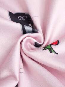 SHEIN 4 件套少女睡衣套装，短袖上衣和长裤，可爱的兔子和猫咪图案，柔软舒适的面料，简约风格，易于混搭，适合所有季节（2 套单独出售） - 彩色 - 查看 7