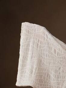 Anewsta Parte superior ajustada de mujer sin mangas con cuello de volantes de tela texturizada de unicolor