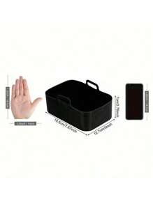 1 pieza/2 piezas/3 piezas Forros de silicona para freidora de aire, bandejas de horno rectangulares reutilizables de silicona, antiadherentes y fáciles de limpiar - Negro - Ver 7