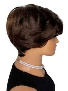 Short Pixie Cut Colored Human Hair Wig With Bangs - S1/4 - View 4