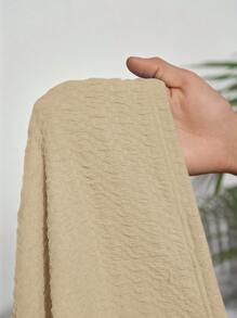 Slaydiva 春夏新款休闲度假优雅日常约会挂脖吊带大露背纹理蓝色面料修身短裙女迷你连衣裙-B - 卡其色 - 查看 8