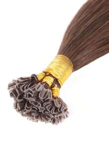 160 piezas de extensiones de cabello humano rectas tipo U-Tip de alta calidad con queratina para mujeres principiantes, fáciles de usar, extensiones de cabello color marrón - S4 - Ver 8