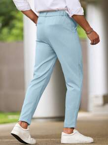 Manfinity Bizformal Pantalones de moda de unicolor para hombres, apropiados para el verano