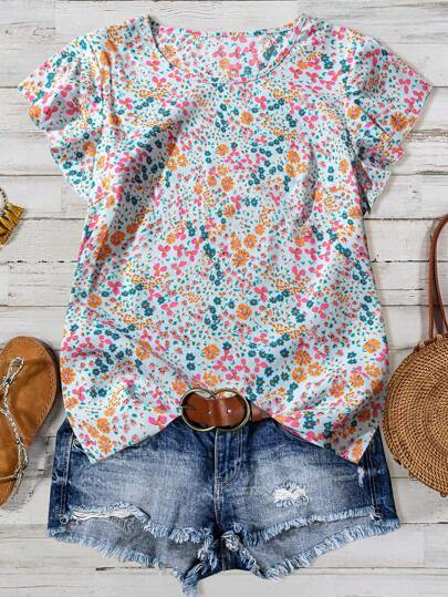 SHEIN LUNE Plus Size Sleeveless Round Neck Fashion Shirt, Suitable For Summer