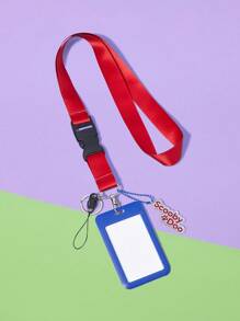 SCOOBY-DOO X SHEIN Fashionable Cute Letter & Cartoon Dog Print Lanyard Card Holder - Red - View 2