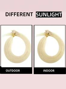 50 件直平头真人发片金色预粘合平头接发片女士接发片