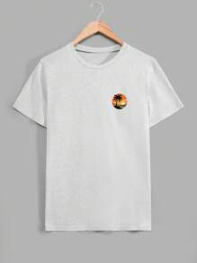 RueChic Set de 3 camisetas de manga corta regulares con estampado de vibe de verano para hombre