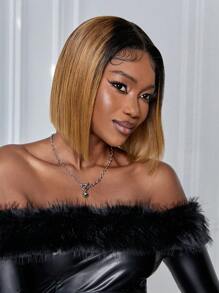 4*1 T-Part Lace Short Straight Colored Human Hair Wig - S1/30 - View 4