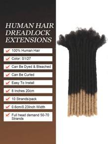 Boho Braids 4-12 Inch Options 0.6cm Diameter 10 Strands 100% Human Hair Dreadlock Extensions For Man/Women Hair Extensions Crochet Human Hair Knotless Braids - S1/27 - View 2