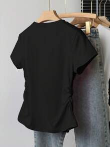 INAWLY تيشيرت نسائي بياقة مستديرة وأكمام قصيرة، موضة الصيف