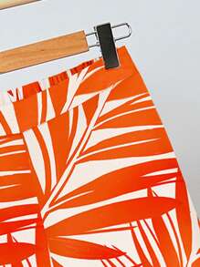 SHEIN Clasi 2pcs/Set Women Orange Printed Pattern Vacation Outfit, Suitable For Summer Summer Outfits For Women Vacation Outfits Woman Classy Outfits For Women Beach Outfits For Woman Summer Outfits For Women Island Vacation Outfits