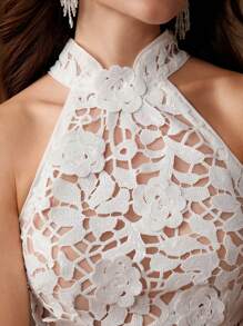 Anewsta Abito da spiaggia elegante con collo alla halter, senza schienale, in tessuto trasparente e avvolgente