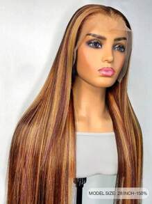 Honey Blonde Piano Color Highlight Straight 13 X 4 Lace Front Human Hair Wig 150 Density Pre Plucked With Baby Hair For Women Highlight Color - S4/27 - View 3