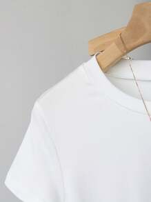 INAWLY Women's Plain Short Sleeve Round Neck T-Shirt, Fashionable For Summer