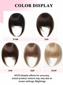 真人发丝空气刘海，带鬓角，浅棕色刘海，接发夹，适合初学者，真发片，易于佩戴 - S6 - 查看 9