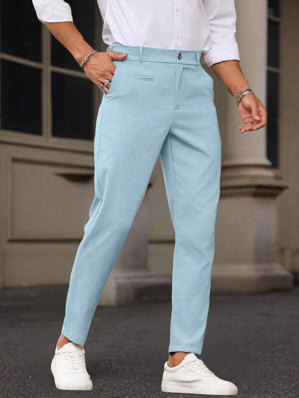Manfinity Bizformal Men's Solid Color Fashion Pants, Suitable For Summer Mens Suit And Pants Outfits For Men Cheap Men Pants Outfits Men Clothing Men Pants Men Clothes Men Pants
