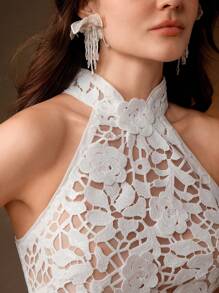 Anewsta Abito da spiaggia elegante con collo alla halter, senza schienale, in tessuto trasparente e avvolgente