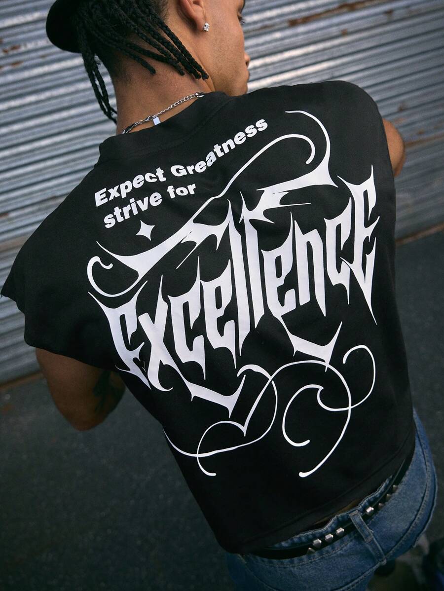 AXEPEAK Loose Fit Streetwear Gothic Graphic Print Round Neck Tank Top For Men - Black - View 1