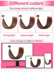 160 piezas de extensiones de cabello humano rectas tipo U-Tip de alta calidad con queratina para mujeres principiantes, fáciles de usar, extensiones de cabello color marrón - S4 - Ver 6