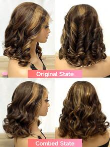 透明蕾絲高光短身鮑伯 4 X 4 蕾絲閉合假髮 150%/180% 密度 10-14英寸 #4/27 棕色預拔自然髮絲蕾絲雷米髮人髮頂級品質女式漸變色假髮 - SP4/27 - 查看 4