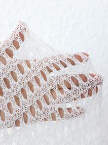 Swim Vcay Plus Size Women Open Knit Drop Shoulder Long Sleeve Loose Cover Up Top For Summer Beach Vacation - White - View 5