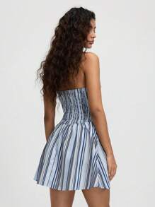 SHEIN MOD Women's Sleeveless Striped Mini Dress, Vacation Style, Summer Dress - Blue - View 2