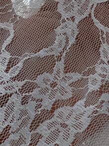 Celure Women Plus Size Elegant White Lace Knit Leggings - White - View 7