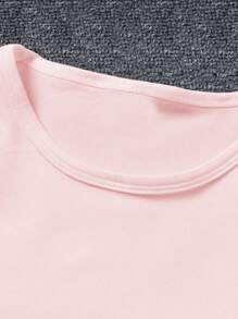 SHEIN GraphicGems Teen Girls Round Neck Short Sleeve Fashion T-Shirt, Suitable For Summer