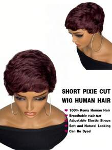 4inch 4# Pixie Cut Wig Human Hair Wigs With Bangs Non Lace Front Wigs For Women For Halloween Costumes
