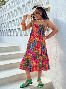 SHEIN 青少年女孩度假休闲无袖连衣裙 - 彩色 - 查看 4