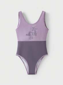 JNSQ Back To School Clothes, Tween Girl Clothes Outdoor Professional Sports Patchwork Contrast Color Swimsuit, Tween Girl One-Piece Patchwork Contrast Color Swimsuit