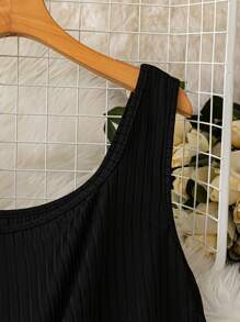 SHEIN LUNE 加大码条纹印花束带无袖连体裤，夏季 7 月 4 日白色毕业 - 彩色 - 查看 4