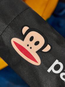 Paul Frank X SHEIN 1 pieza Paraguas automático de triple pliegue con estampado de diseño de dibujos animados lindos, con función de protección solar, adecuado para la escuela, el trabajo, las salidas y el uso diario, diseñado para estudiantes universitarios, estudiantes de secundaria, usuarios masculinos y femeninos, mono - Negro - Ver 8