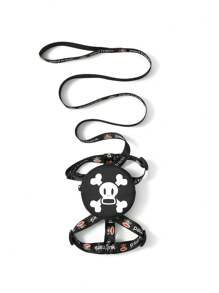 Paul Frank X SHEIN 3pcs & Monkey Printed Pet Carriers, One Adjustable Carrier, One Bag, One Leash, Monkey, Skull, , Street - Black - View 8