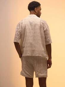 Musero Casual Smart Street Style Oversized Textured Button Through Short Sleeve Shirt Only For Summer Holiday Vacation