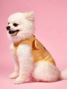 PETSIN Cute Simple Embroidered Bear Ear Design Pet Dog Cat Vest, Lightweight Breathable European And American Hot Selling Summer Model, Waffle Pattern Support Leash, Suitable For Poodle, Teddy, Bichon Frise - Yellow - View 3