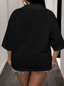 Slaydiva Loose Fit V-Neck Drop Shoulder Crochet Hollow Out Knitted Plus Size White Tops, Casual & Vacation Style, Spring/Summer