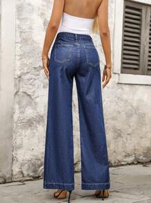 EMERY ROSE Women's Casual Everyday Distressed Slant Pocket Jeans - Blue - View 2