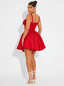 SHEIN SXY Vestido de tutú de ballet estilo princesa rojo para verano, para cumpleaños/cita/fiesta, con crinolina incorporada (no desmontable), vestido de invitada de boda para mujeres