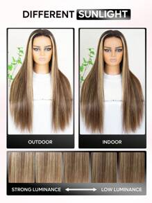 6x5 Wear&Go Glueless Highlight Straight Human Hair Wig Piano Color Mid-Length Pre Plucked Bleach Knots  Pre-Cut Transparent Lace Closure Wigs 180% Density