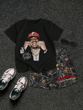 GraphicGems Young Boy Round Neck Short Sleeve T-Shirt And Shorts 2-Piece Set, Fashionable For Summer