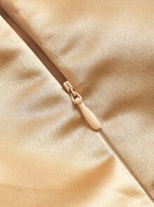 Poshira Women Elegant Solid Color Cinched Waist Spaghetti Strap Party Dress, Prom Dress - Khaki - View 6