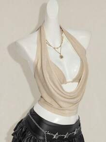 SHEIN ICON 2 pièces Hauts de réservoir et camisoles sans dos, paillettes, pour femmes, adaptés pour la sortie d'été, la plage, Hawaï, les fêtes, les concerts, les clubs