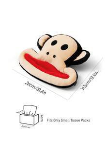 Paul Frank X SHEIN 1pc Cute Cartoon Monkey Pattern Tissue Box, Plush Material, Fun, Home Decor, Car Tissue Box - Multicolor - View 3