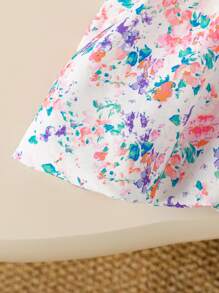 Baby Mädchen Schleifenkleid mit Blumenmuster, süßes, bequemes, niedliches Prinzessinnenkleid aus Blumen für Sommerurlaub, Reisen, Treffen - Verschiedenfarbig - Übersicht 4