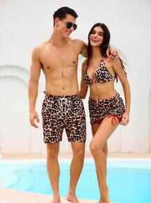 Zalmeno 男士豹纹抽绳腰沙滩短裤 - 彩色 - 查看 4