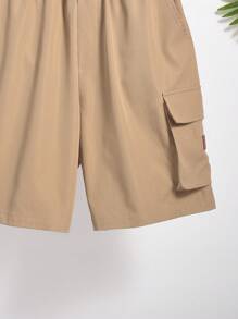 SHEIN Teen Boys Casual Shorts, Sporty Street Punk Rock Preppy Style For Daily Wear, Party, Music Festival, Suitable For Spring And Summer - Khaki - View 6