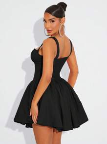 SHEIN SXY Prom Dress;Summer;Princess Style Red Tulle Ballerina Dress, With Non-Detachable Crinoline, For Birthday Party, Date, Gathering - Black - View 2