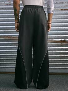 AXEPEAK Quần dài ống rộng màu tương phản thời trang đường phố cho nam - Nhiều màu - Xem 4