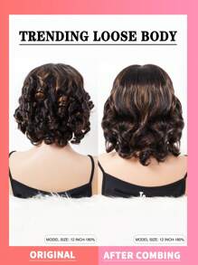 ALL READY WIG 价格实惠的定制高光鲍勃蓬松波浪全套假发预漂白预拔预剪蕾丝融化蕾丝前部 5x5 无胶闭合假发 100% 真人头发 9AM HAIR - SNatural/2/30 - 查看 3